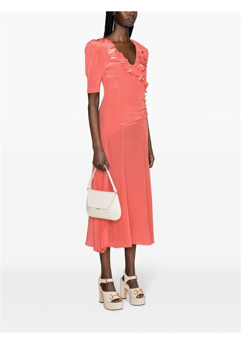 Coral polka-dot midi dress - women ALESSANDRA RICH | FABX3613F42301307